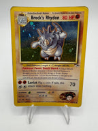 Carta Pokémon Brock's Rhydon set Gym Heroes 2/132 Holo Poor Vintage Inglese