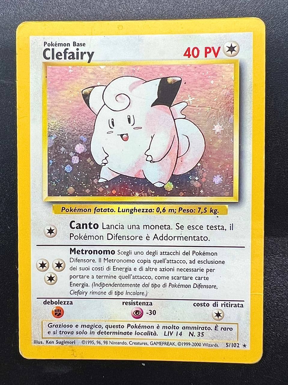 Carta Pokemon Clefairy 5/102 set Base BS Italiano Poor holo Vintage