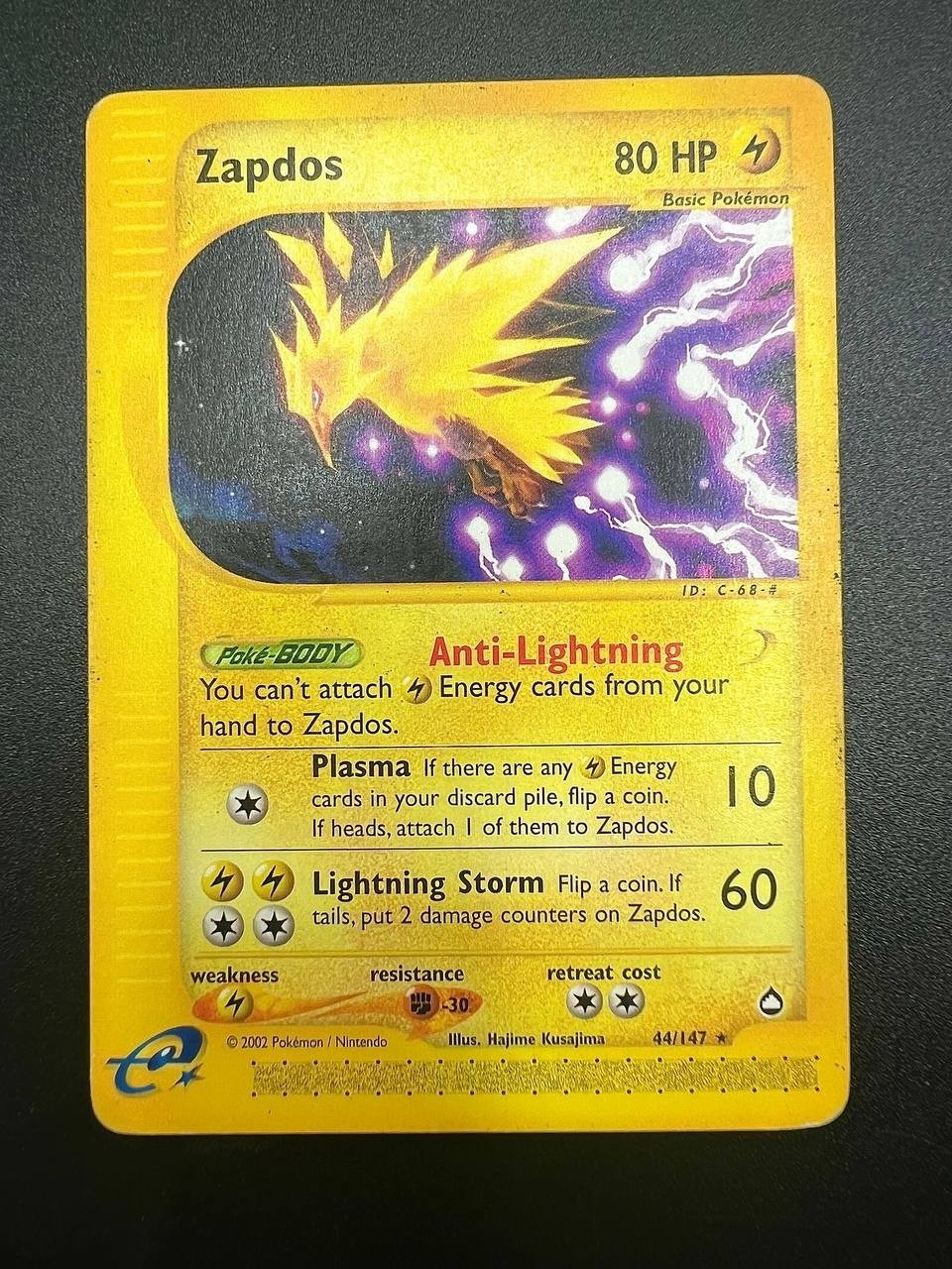 Carta Pokémon Zapdos Aquapolis AQ 44/147 Italiano No holo Vintage Excellent