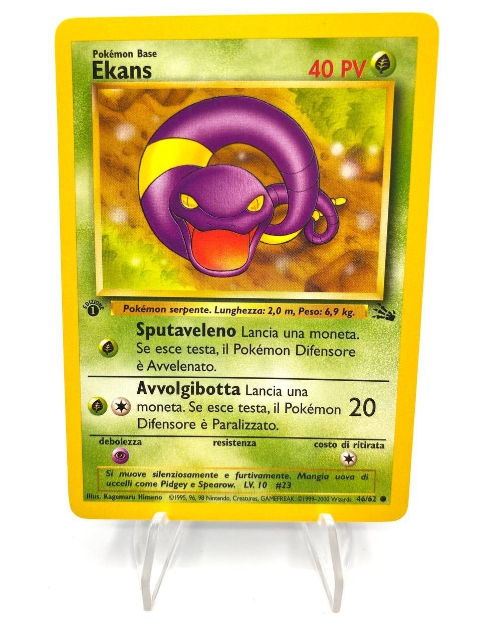 Carta pokemon Ekans 46/62 set Fossil FO Vintage Excellent No holo 1a Edizione