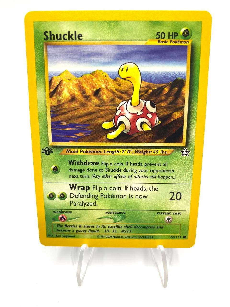 Carta Pokemon Shuckle 1a edizione set Neo Genesis 72/111 Inglese NM Vintage