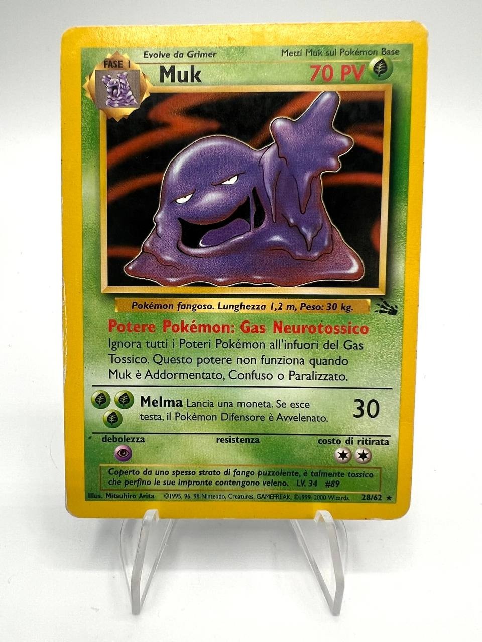 Carta Pokemon Muk 28/62 set Fossil FO Italiano Vintage Played No holo