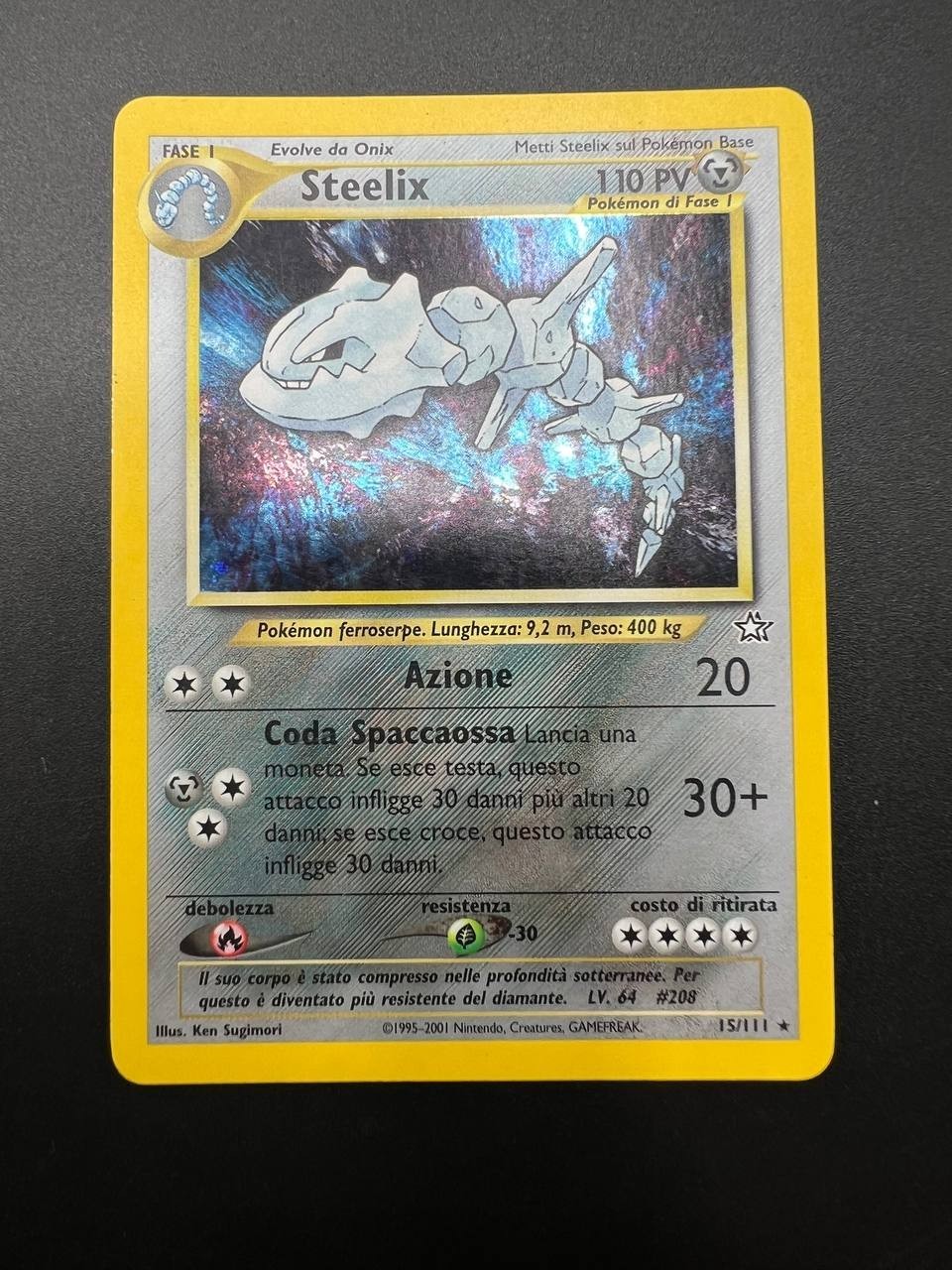 Carta Pokémon Neo Genesis Unlimited Steelix Holo 15/111 Vintage Good Italiano