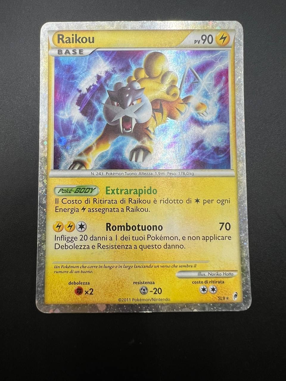 carta pokemon Raikou SL9 Richiamo delle leggende Holo Italiano Played Vintage