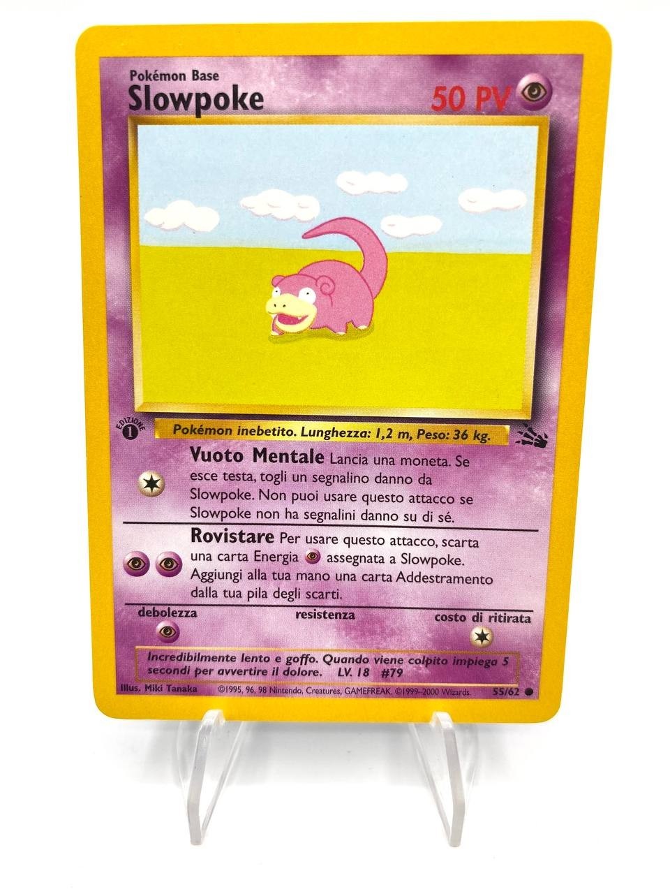 Carta Pokemon Slowpoke 55/62 set Fossil FO Italiano Excellent 1 edizione Vintage