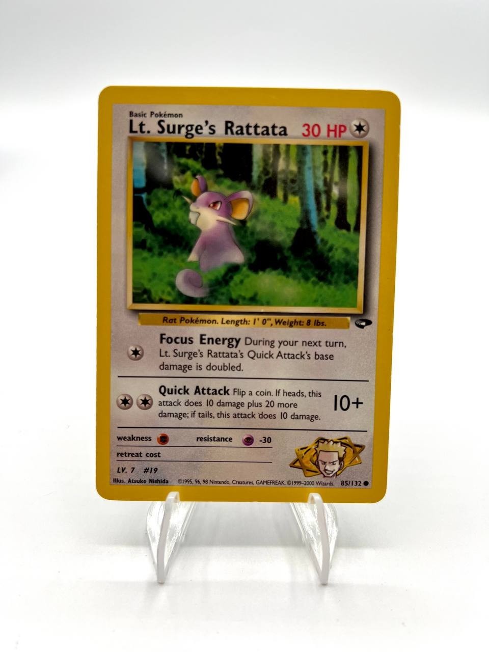 Carta pokemon Lt. Surge's Rattata 85/132 Gym Challenge Excellent Vintage Inglese