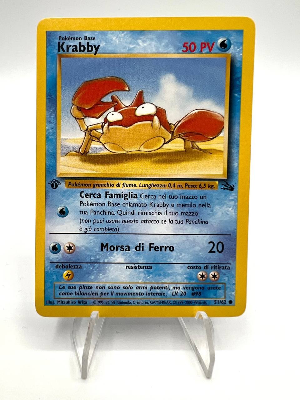 Carta Pokémon Krabby 51/62 1 Edizione Italiano Fossil FO Vintage Excellent