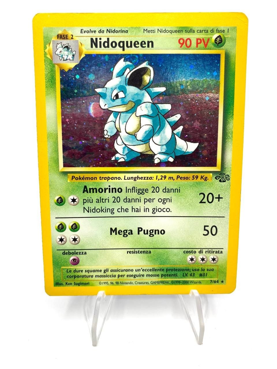 Carta Pokémon Nidoqueen 7/64 Holo set Jungle Italiano 1999 Vintage Good