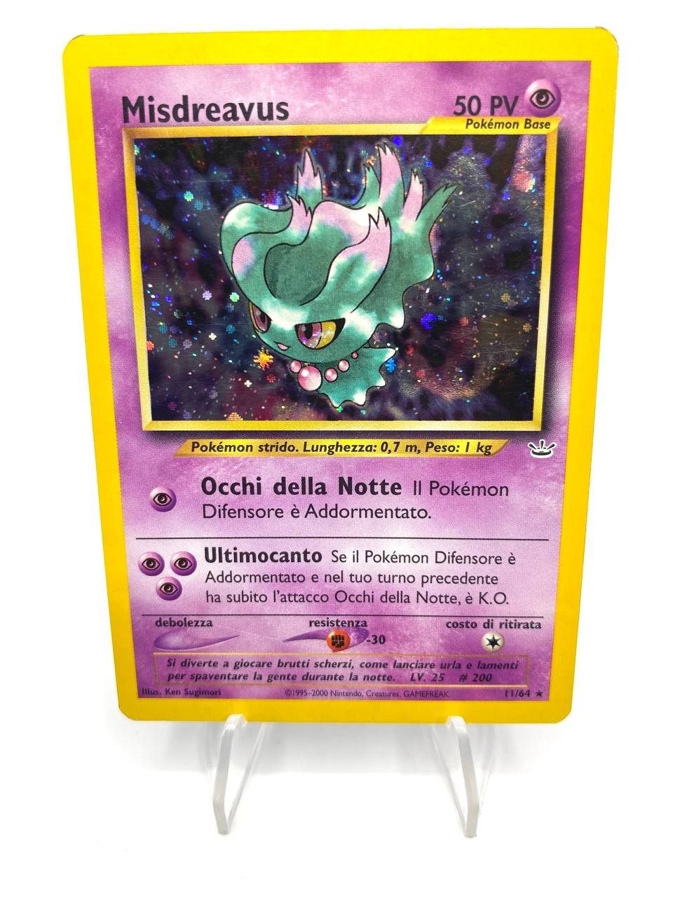 carta Pokemon set Neo Revelation Misdreavus Holo 11/64 Vintage Played Italiano