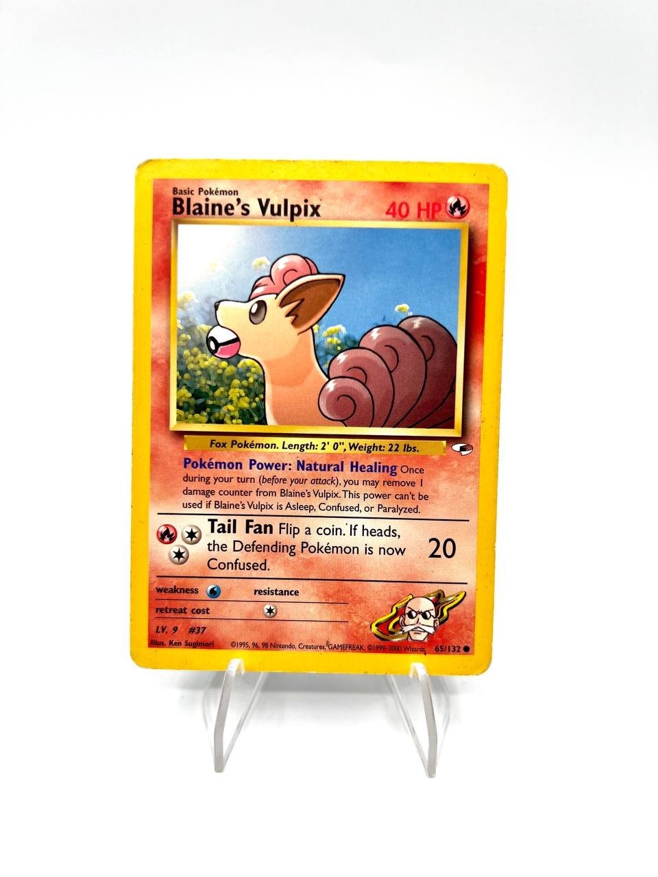 Pokémon-Karte Blaine's Vulpix 66/132 Gym Heroes Set Englisch Non-Holo Vintage schlecht