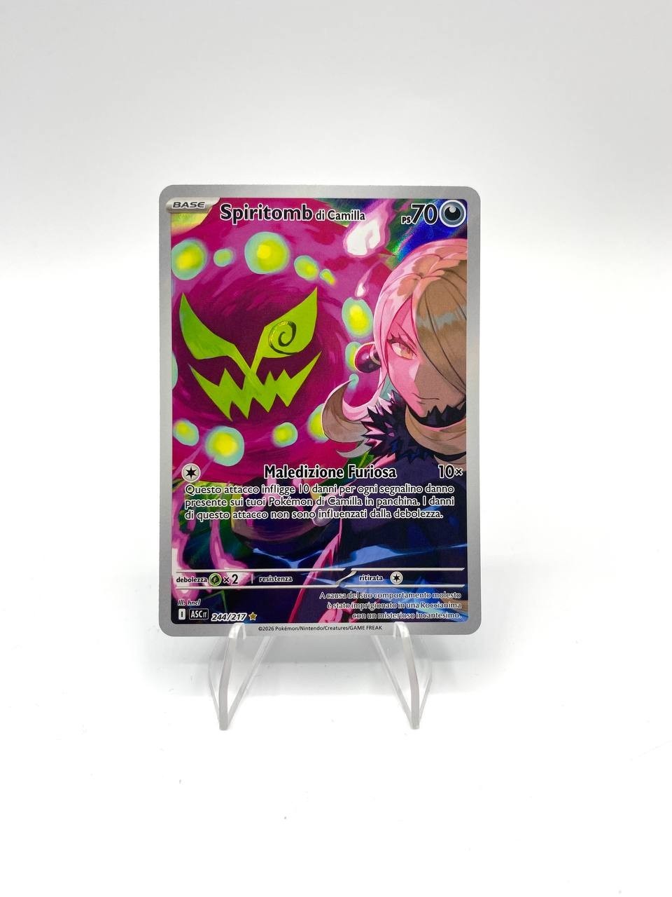 Carta POKEMON Spiritomb d Camila 244/217 ASC set Ascesa Eroica NM Italiano Holo