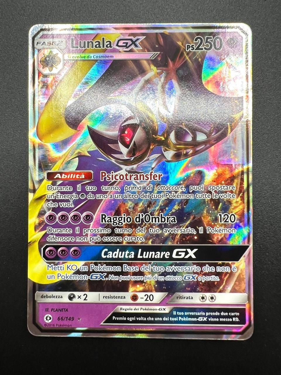 Carta pokemon Lunala GX 66/149 set Sole e luna Base Near mint Vintage Italiano