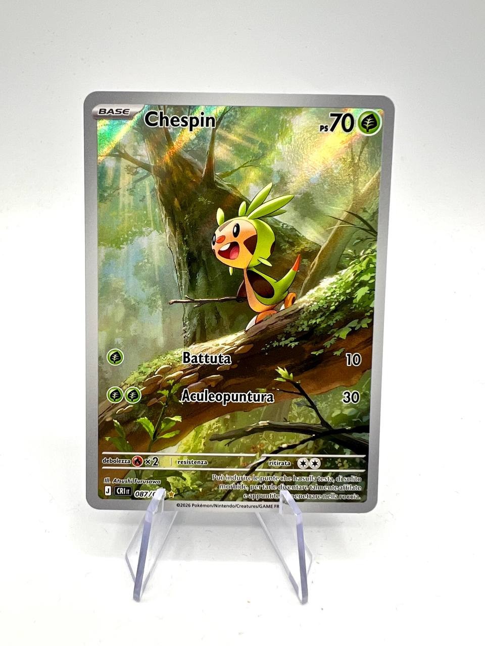 Carta pokemon CHESPIN CRI 087/086 set Caos nascente Italiano Holo Near mint