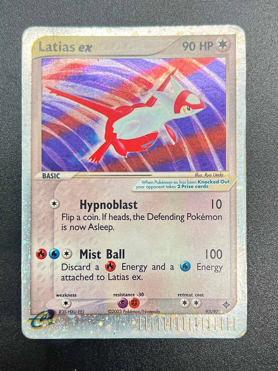 Carta Pokemon Latias ex 93/97 DR set EX Dragon Holo Inglese Vintage Poor