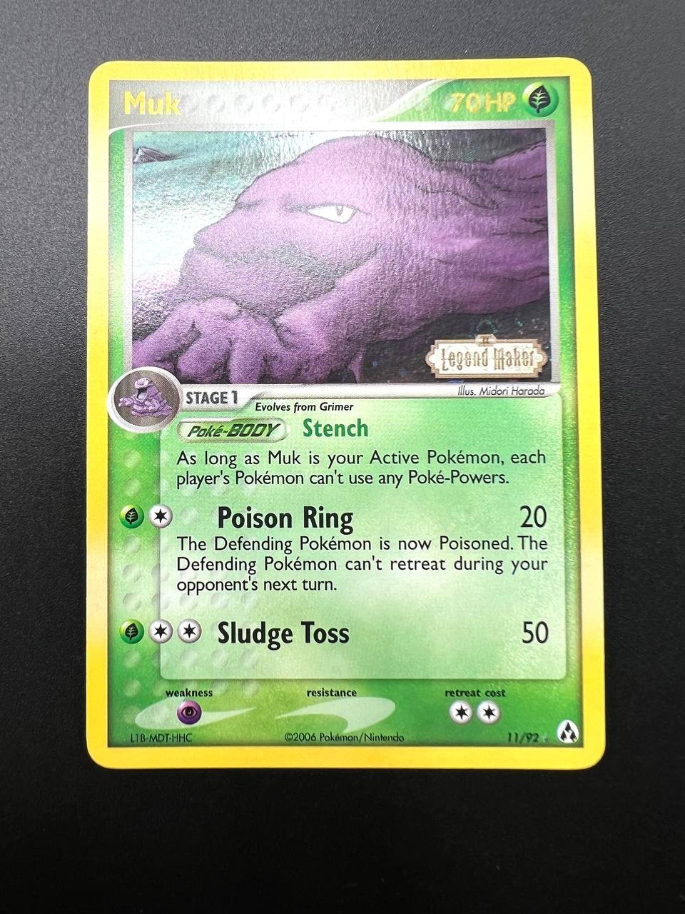 Carta pokemon Muk 11/92 Holo set Legend Maker Near mint Vintage Inglese Stamped