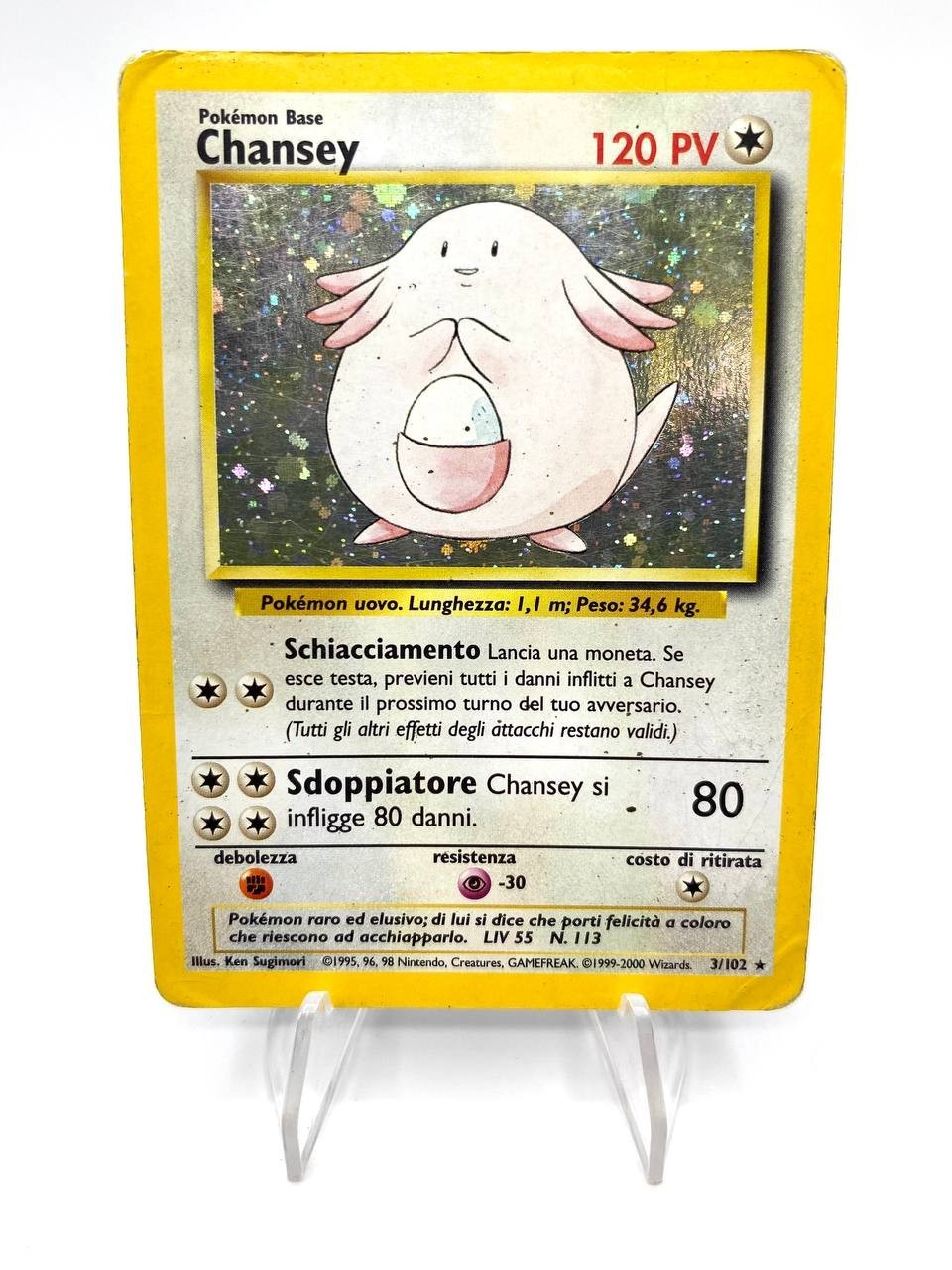 Carta Pokemon Chansey 3/102 Set Base BS italiano Poor vintage Holo Wizards