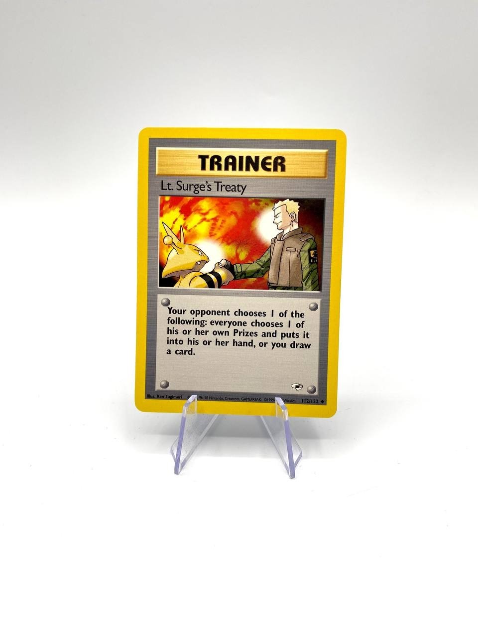 Carta Pokemon set gym Heroes Lt. Surge's Treaty 112/132 Excellent Vintage ENG