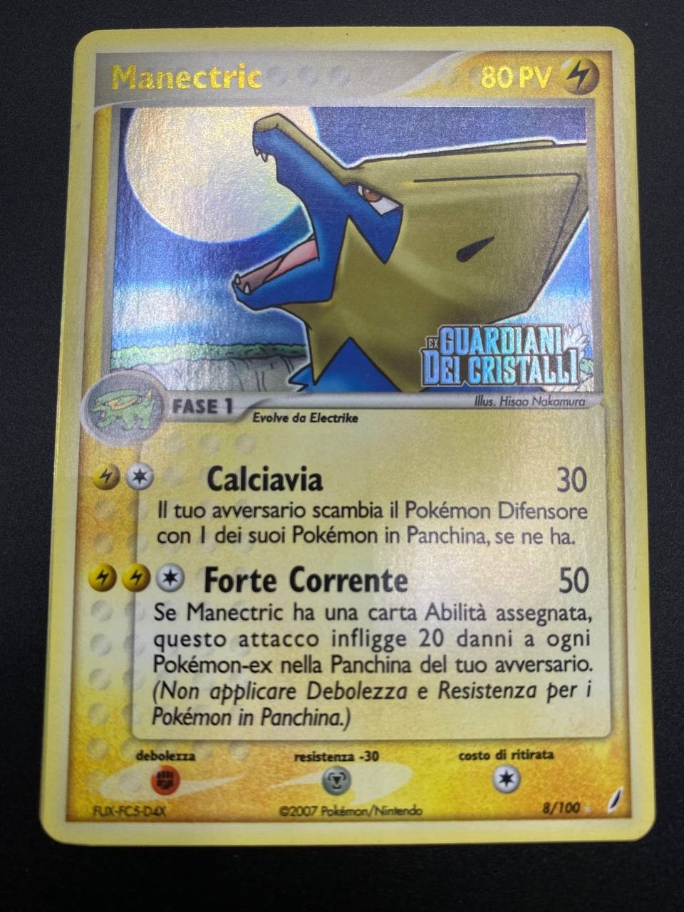 Carta Pokemon Manectric 8/100 set Guardiani Dei Cristalli Italiano Holo Stamped