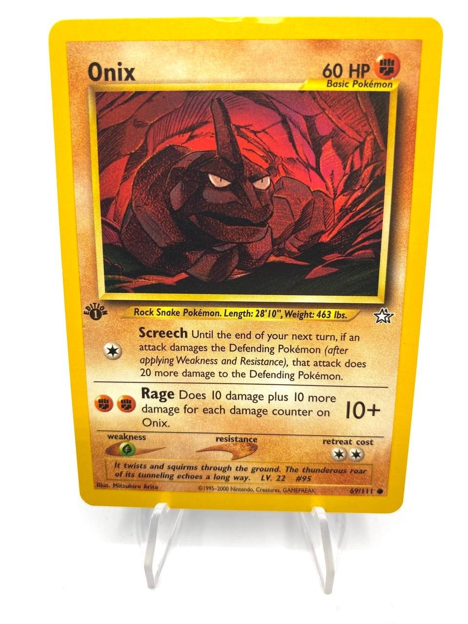 Carta Pokemon set Neo Genesis 69/111 ONIX Played vintage ENG 1a edizione no holo