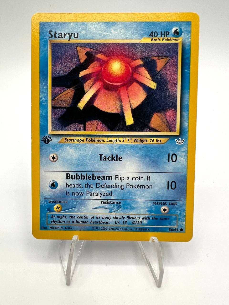 Carta Pokemon 1a edizione Staryu 56/64 Neo Revelation Inglese Vintage Excellent