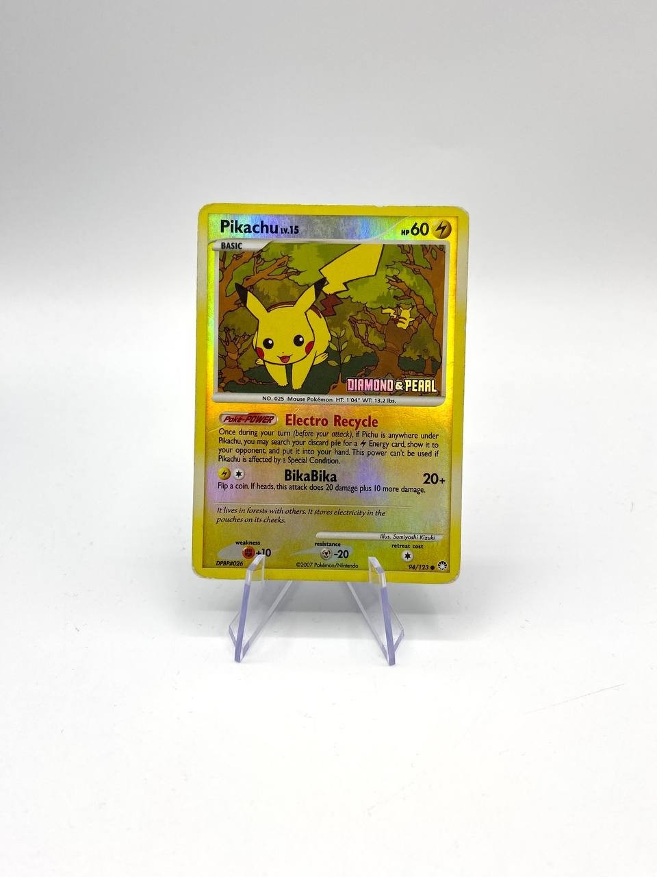 Pokemon Pikachu LV.15 94/123 Mysterious Treasures NM Poor Reverse Holo Vintage