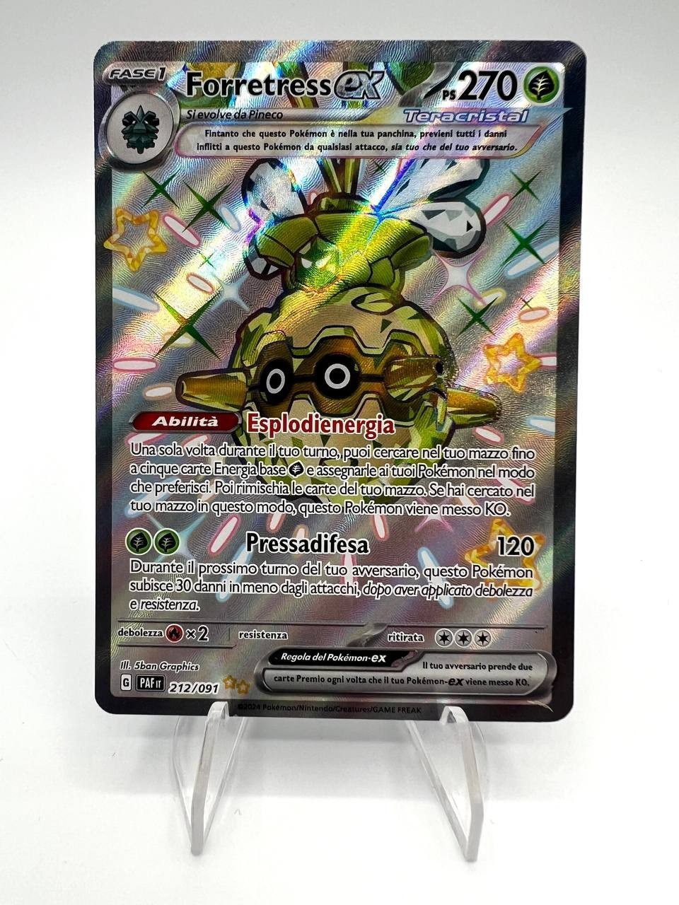 Carta Pokemon FORRETRESS ex 212/091 Shiny set Destino di Paldea PAF NM Italiano