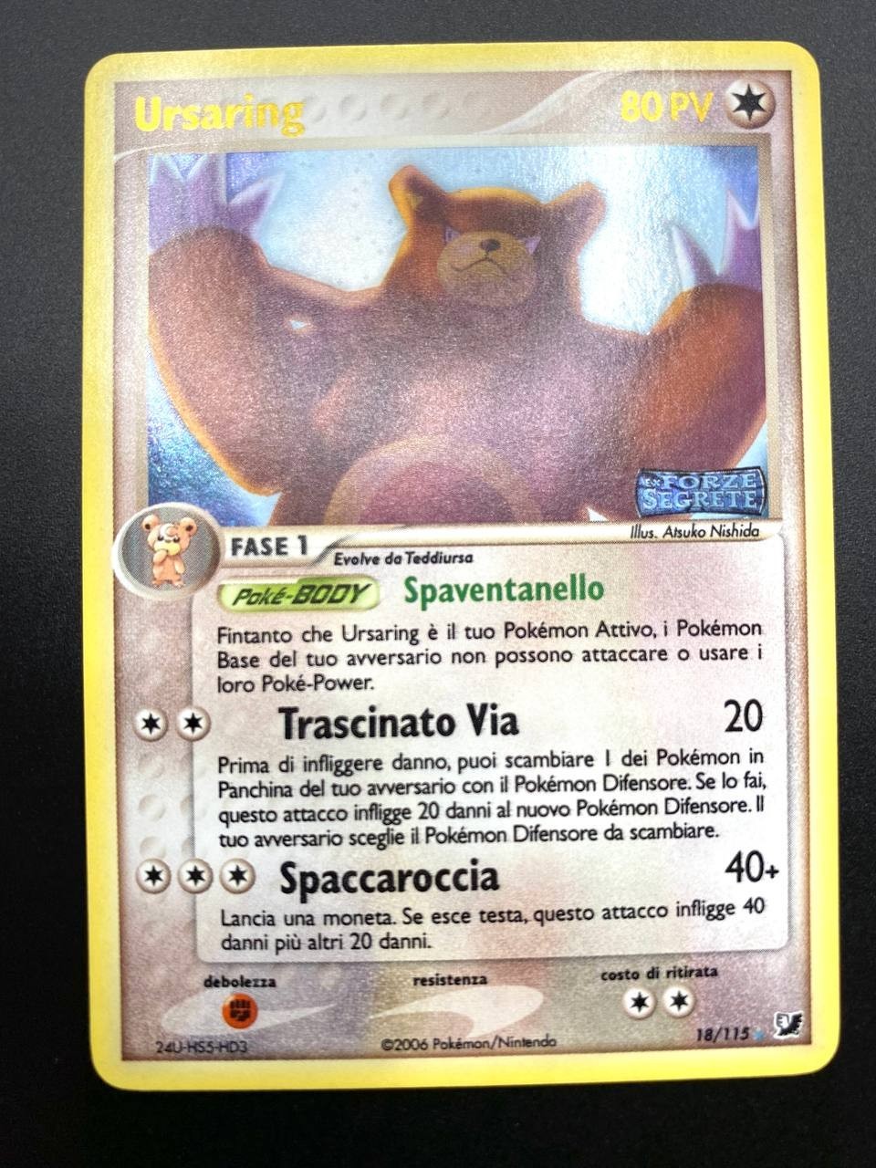 Carta Pokemon Ursaring 18/115 Ex forze segrete Holo Stamped Near mint Italiano