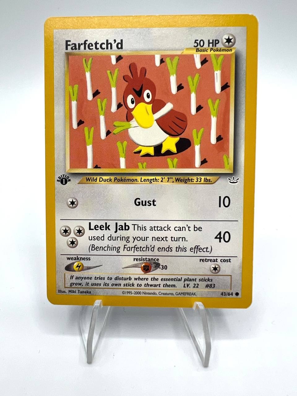 Carta pokemon Farfetch'd 1a Edizione 43/64 Neo Revelation Vintage Excellent ENG