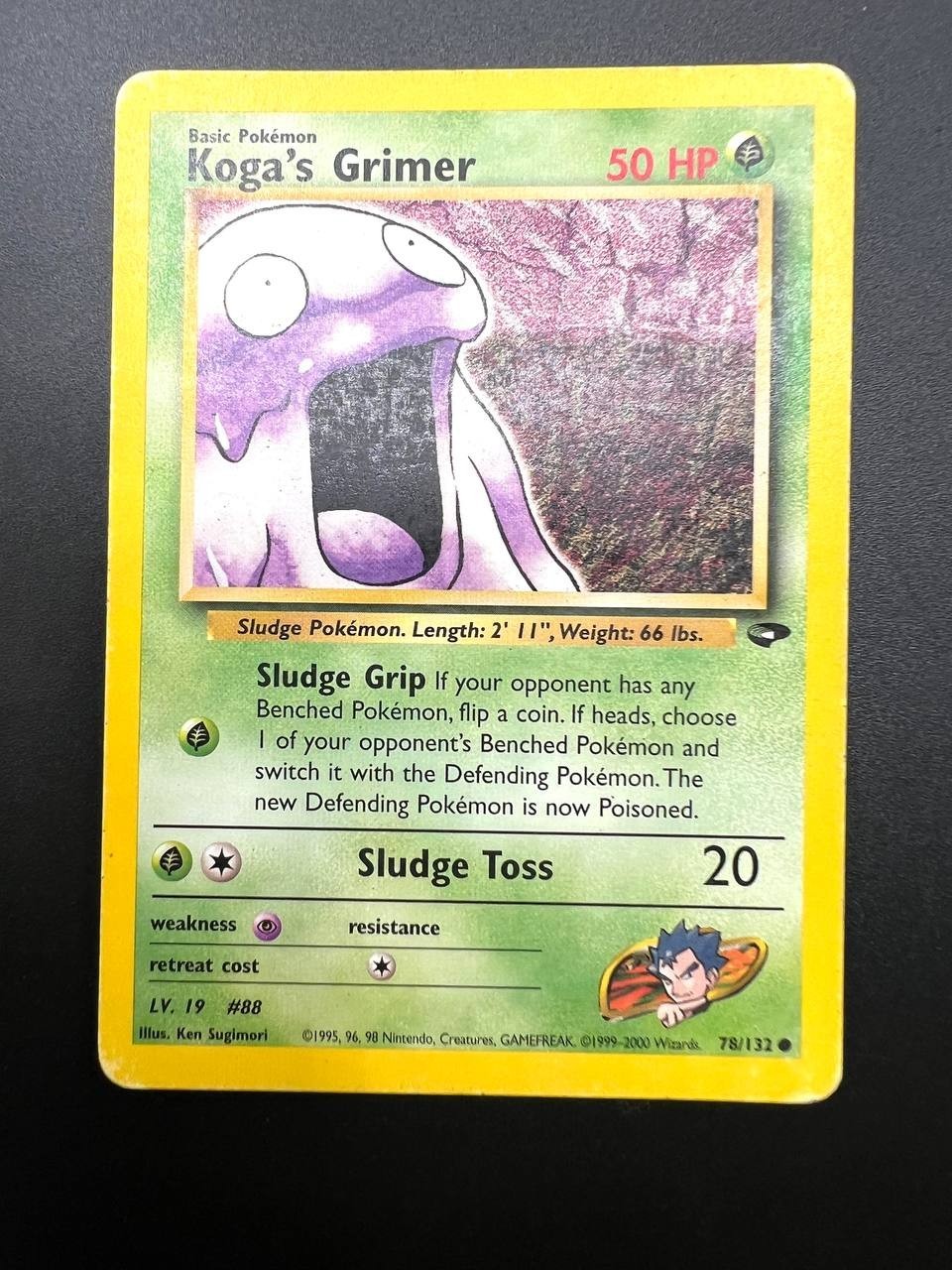 Carta pokemon Koga's Grimer 78/132 set Gym Challenge Vintage Inglese Good