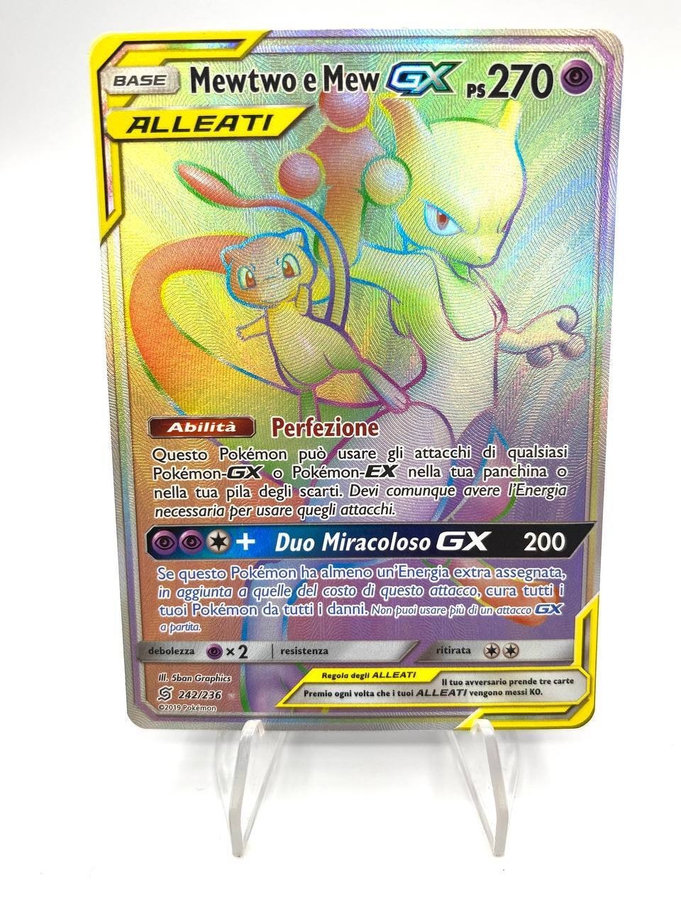 Carta Pokemon Mewtwo e Mew Gx Alleati 242/236 Full Art Sintonia Mentale Ita Good