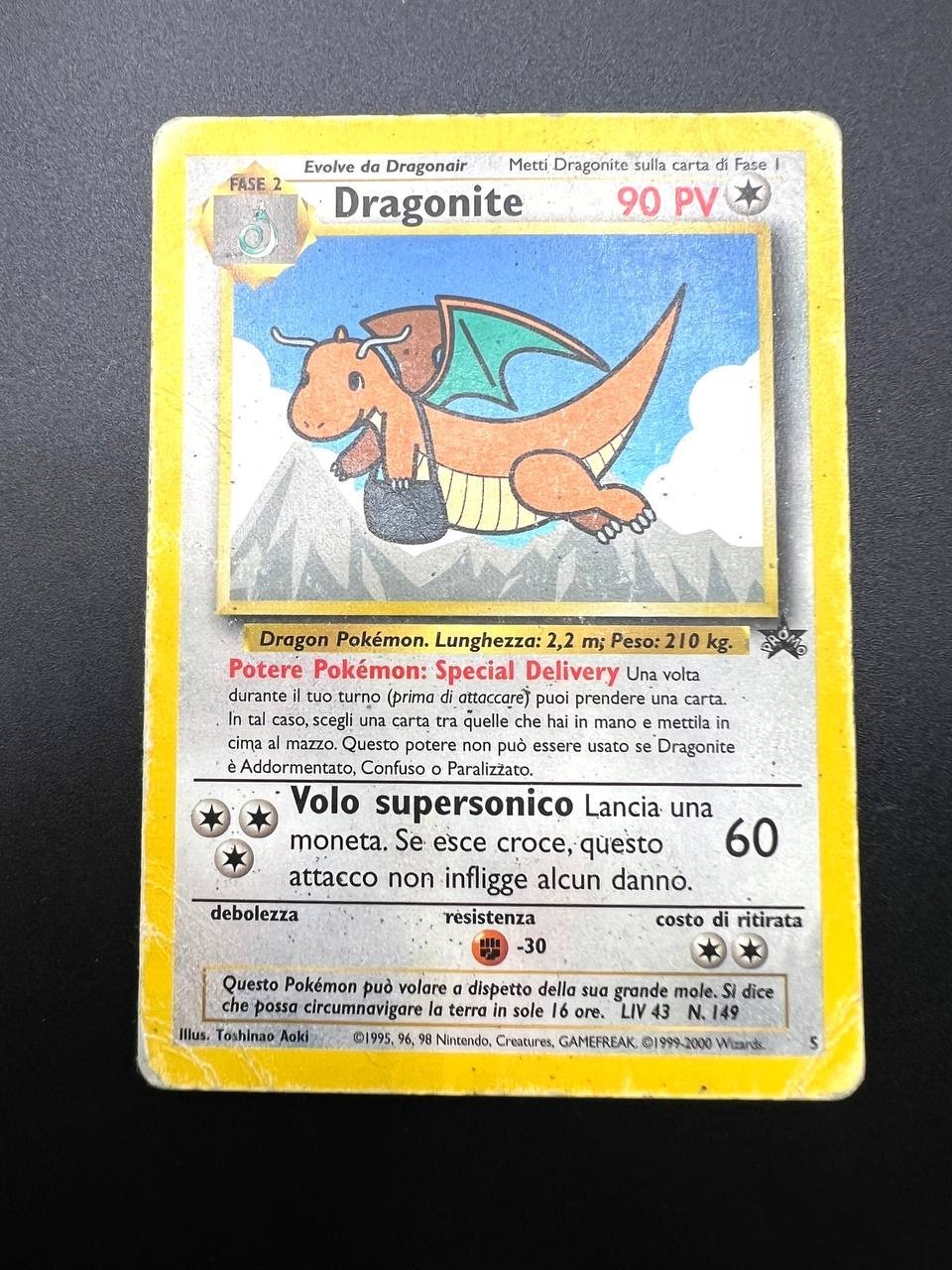 Carta Pokemon Dragonite 5 Black Star Promo Primo Film Italiano Vintage Poor