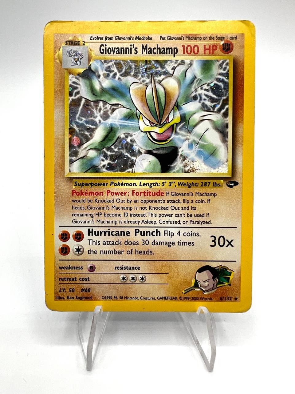 Carta pokemon Giovanni's Machamp 6/132 Gym Challenge Holo Poor Inglese Vintage