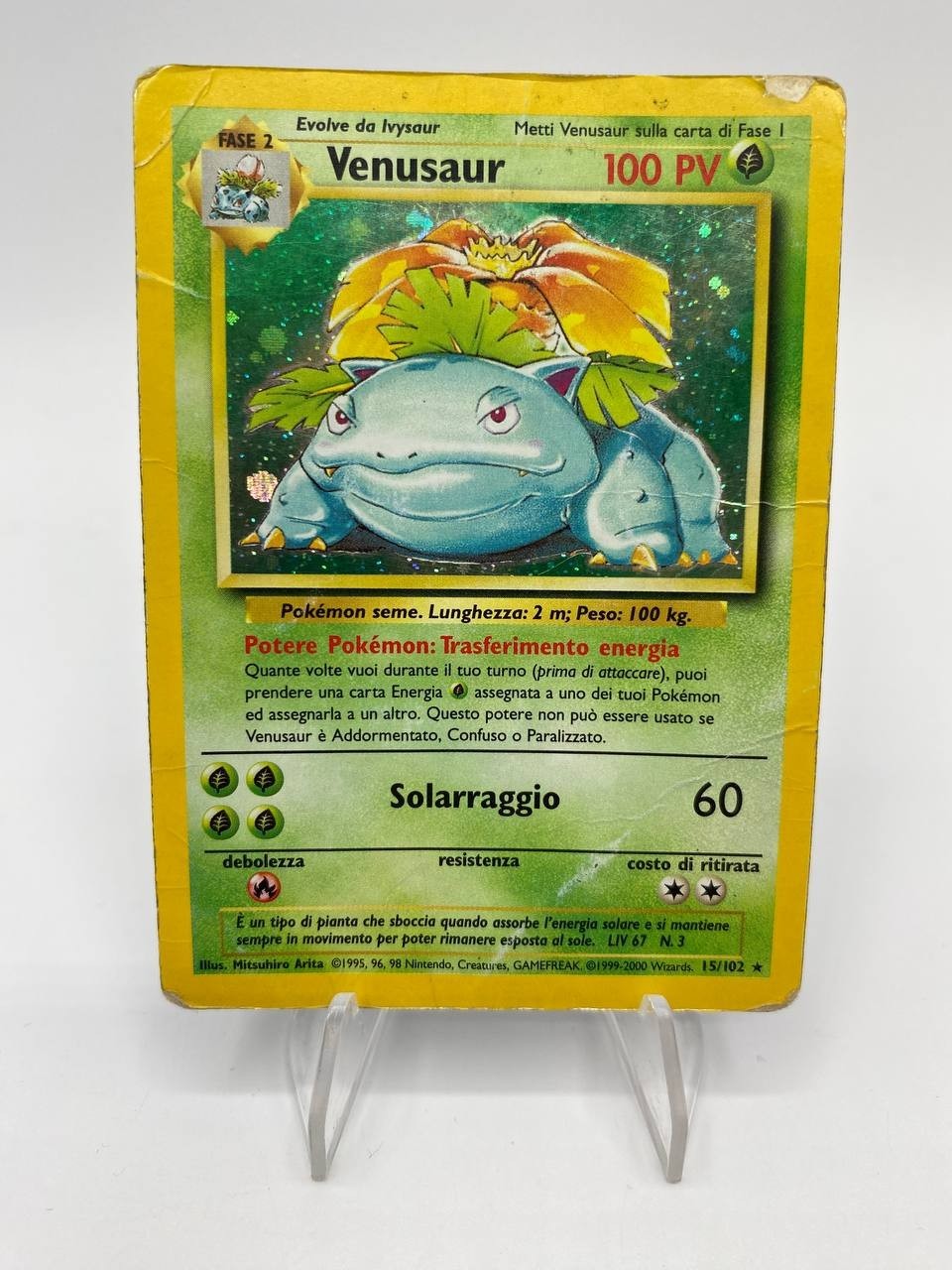 Carta Pokemon Venusaur 15/102 Set Base BS Rara Holo Poor Italiano