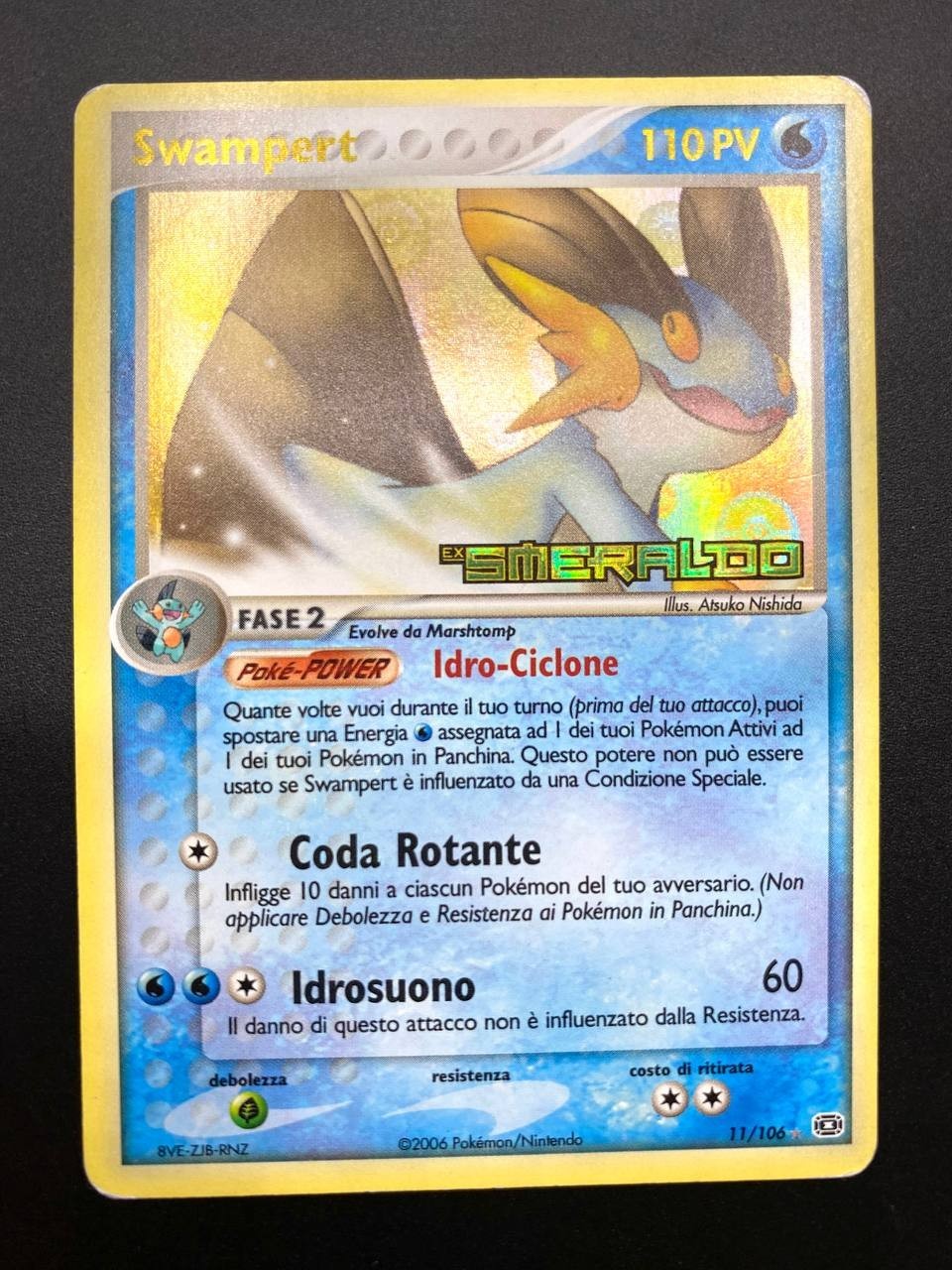 Carta Pokémon Swampert 11/106 Holo set EX Smeraldo Stamped Good 2006 Italiano