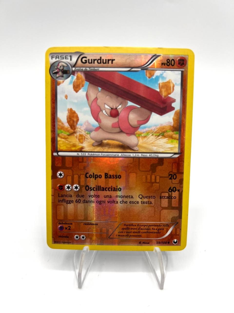 Carta pokemon Gurdurr Reverse Holo 59/108 set Esploratori delle tenebre Italiano