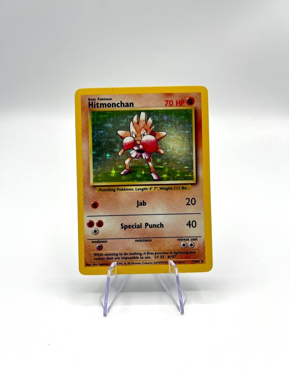Carta pokemon Hitmonchan Holo Set Base BS 7/102 inglese ENG Played Vintage