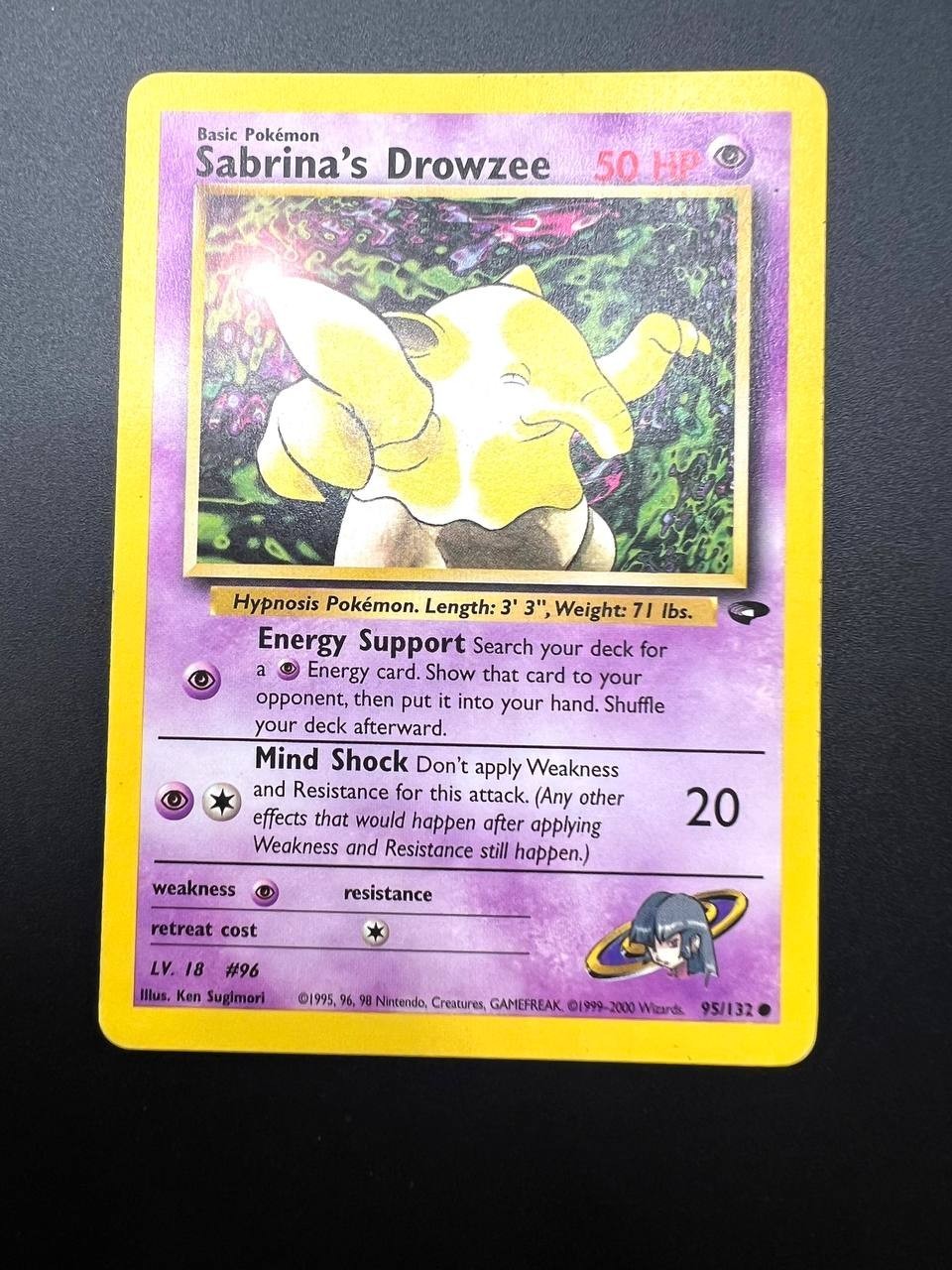 Carta pokemon Sabrina's Drowzee 95/132 set Gym Challenge Vintage Good Inglese
