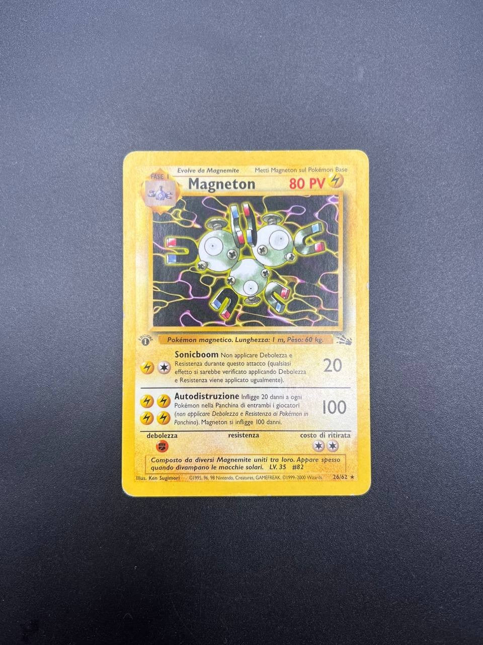 Carta Pokemon Magneton 26/62 set Fossil FO 1a Edizione Played Vintage Italiano