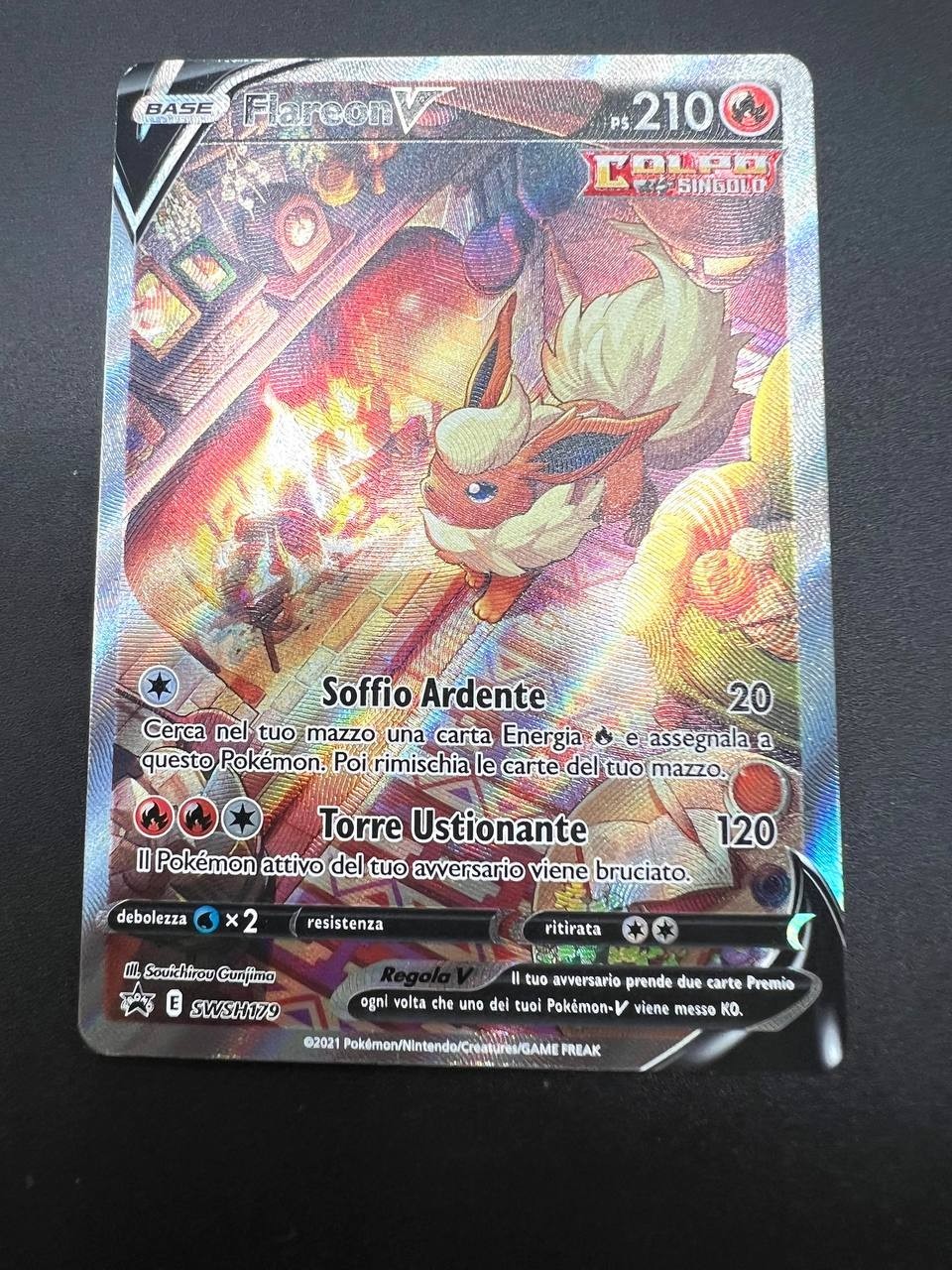 Carta Pokemon Flareon V SWSH179 PROMO Full Art Holo Spada e scudo Italiano NM