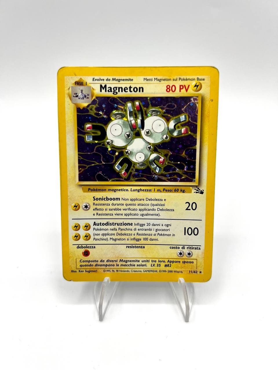 Carta pokemon Magneton set Fossil FO 11/62 1999 Holo Played Vintage Italiano
