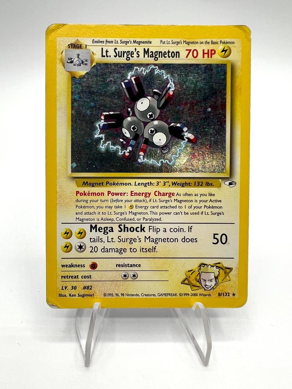 Carta Pokemon Gym Heroes Lt. Surge's Magneton 8/132 Inglese Poor Vintage Holo