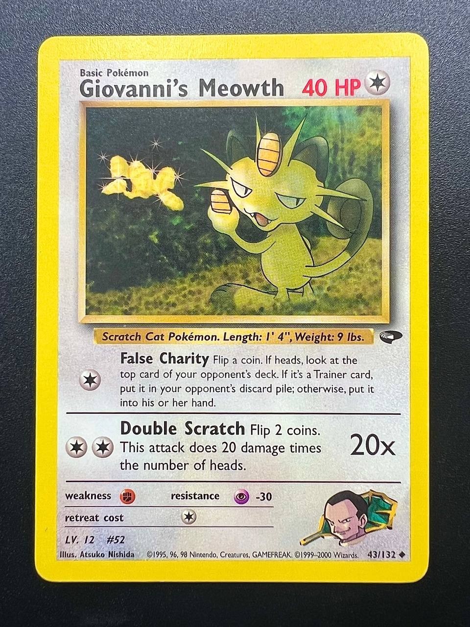 Pokemon Giovanni's Meowth 43/132 GC Gym Challenge Excellent Vintage Inglese