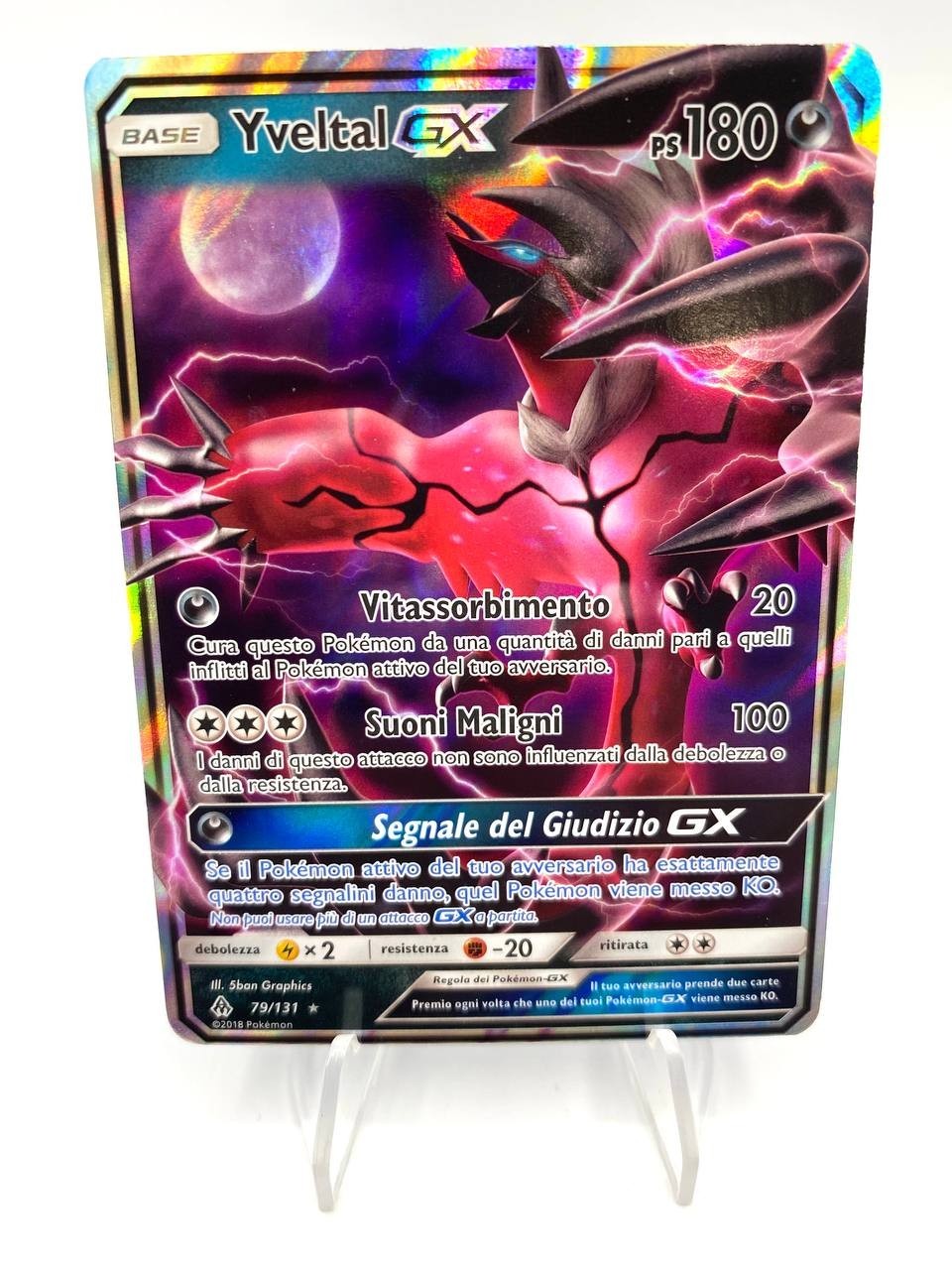 Yveltal GX 79/131 Carta Pokemon set Apocalisse di luce Excellent Italiano Holo