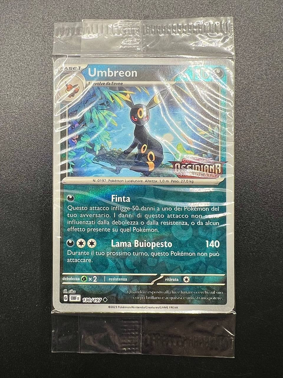 Carta Pokémon Umbreon OBF 130/197 Promo Ossidiana Infuocata italiano siled