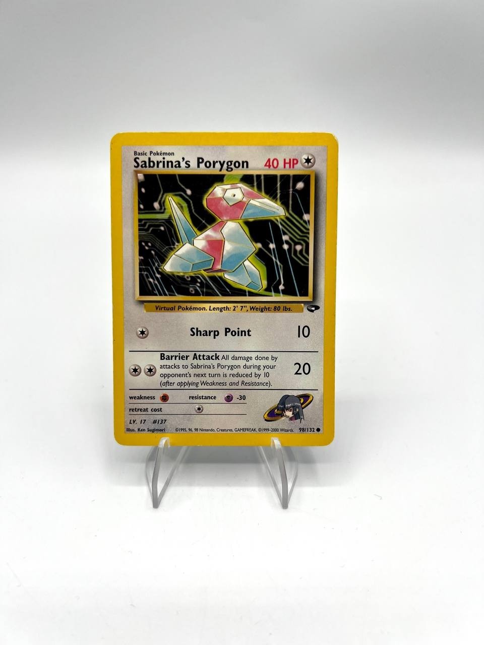 Carta pokemon Sabrina's Porygon 98/132 Gym Challenge Played Vintage Inglese
