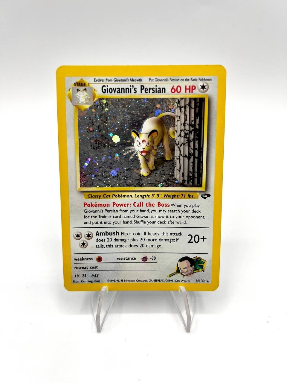 Carta Pokemon Giovanni's Persian set Gym Challenge 8/132 Holo Good ENG Vintage