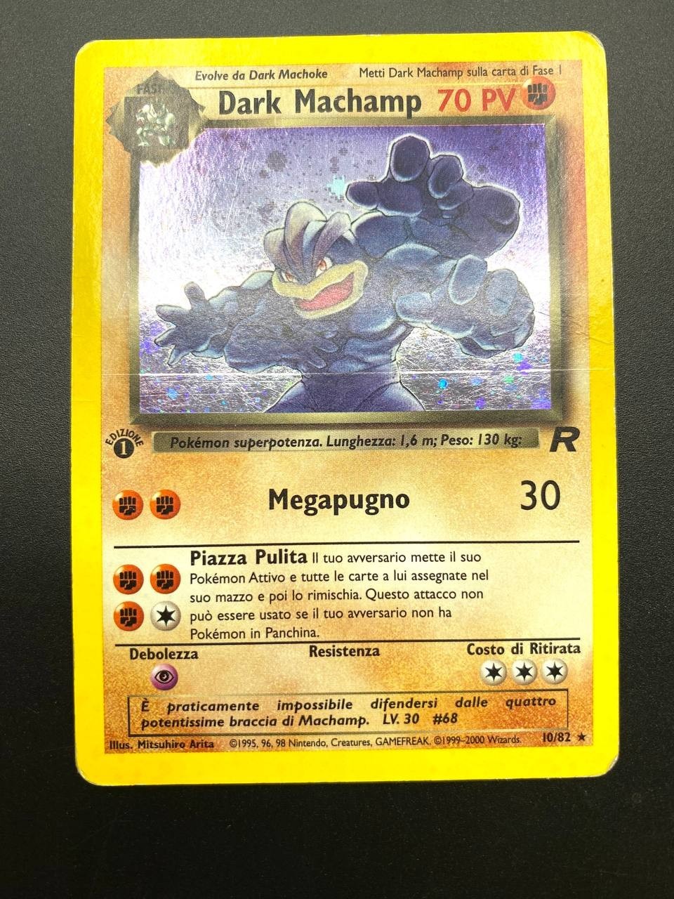 Pokemon Dark Machamp 10/82 set Team Rocket Holo Unlimited Wizards ITA Poor
