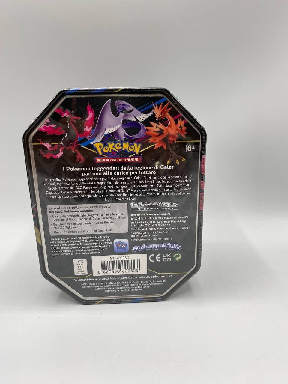 Zapdos di Galar Tin Zenit Regale Metallo ITA Sealed Zenith Sigillata Carte