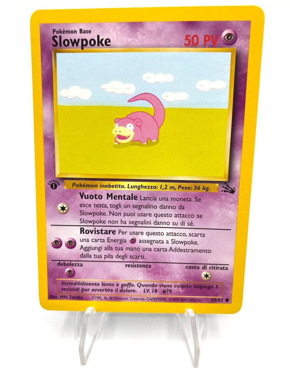 Carta Pokemon Slowpoke 55/62 set Fossil FO Italiano Excellent 1 edizione Vintage