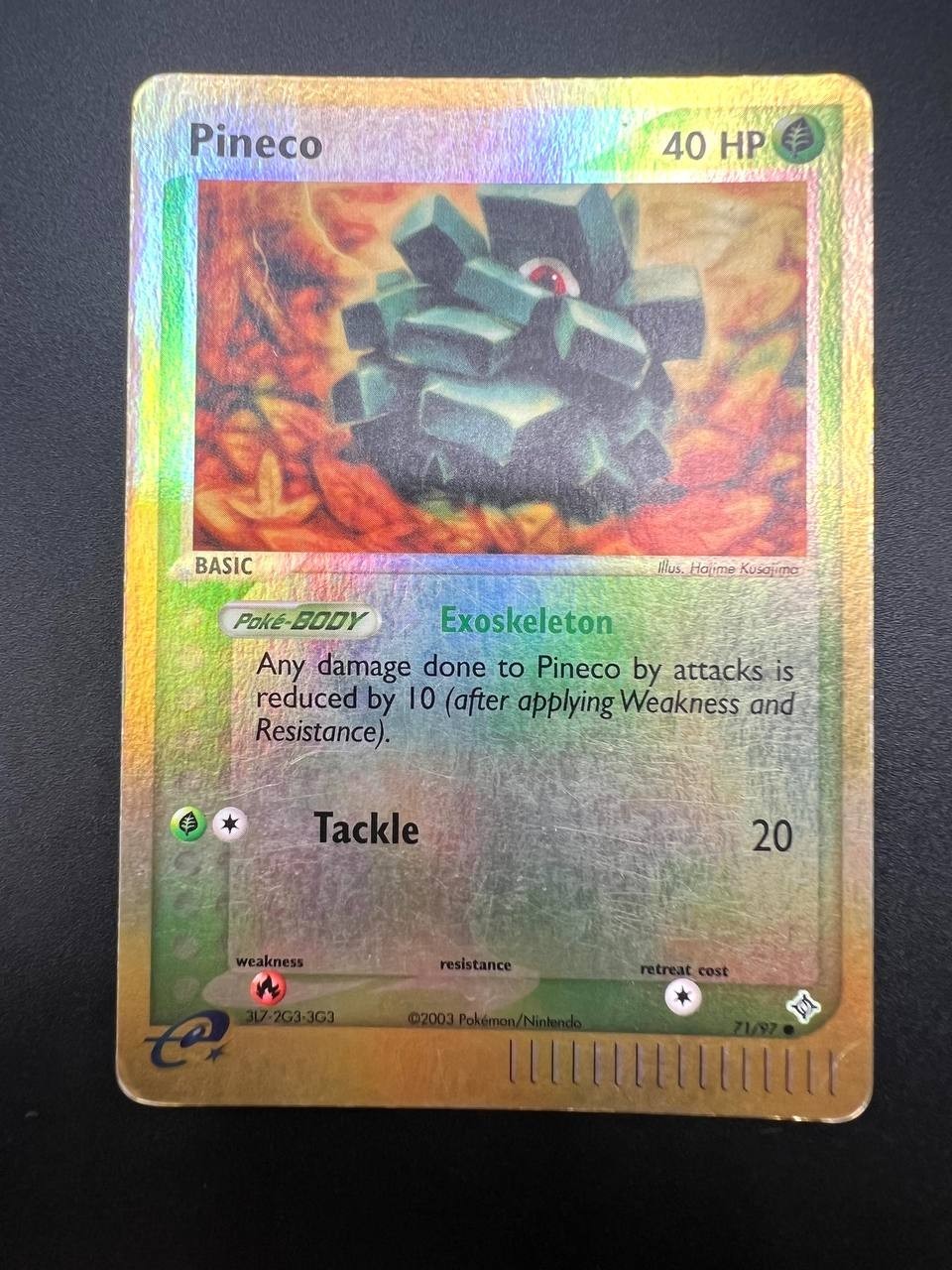 Carta pokemon Pineco 71/97 Reverse Holo set EX Dragon Played Vintage Inglese